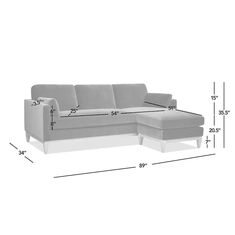 Knox 89 Performance Velvet Wendesofa mit Récamiere