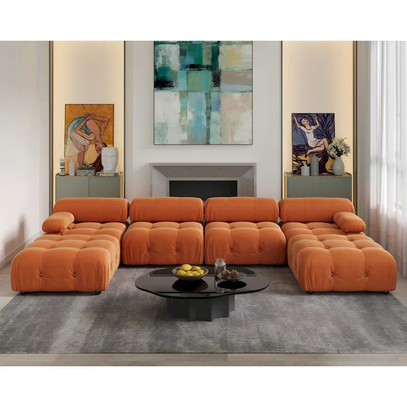 138 Konvertibles Modulares Ecksofa, U-förmiges Minimalistisches Samtsofa