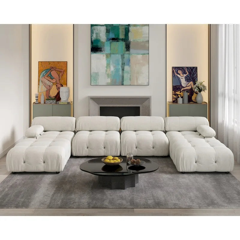 138 Konvertibles Modulares Ecksofa, U-förmiges Minimalistisches Samtsofa