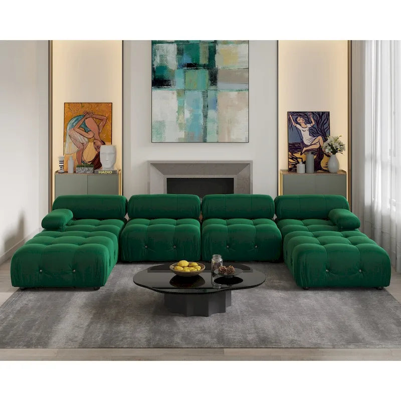 138 Konvertibles Modulares Ecksofa, U-förmiges Minimalistisches Samtsofa
