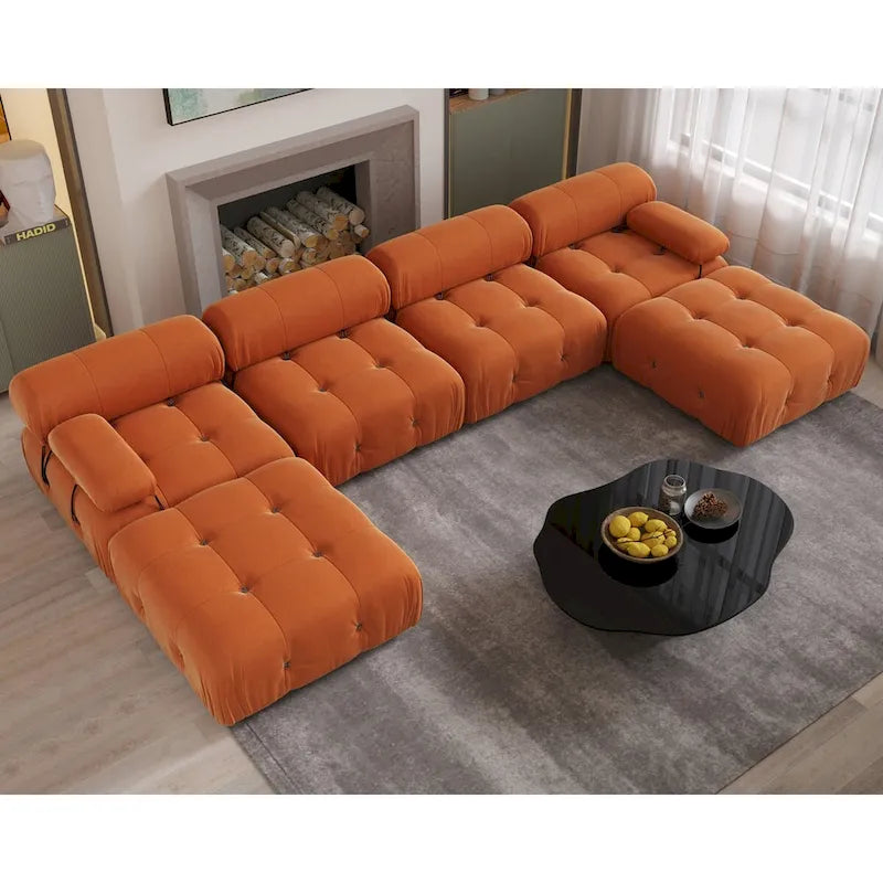 138 Konvertibles Modulares Ecksofa, U-förmiges Minimalistisches Samtsofa