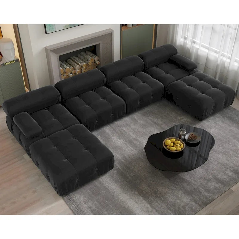 138 Konvertibles Modulares Ecksofa, U-förmiges Minimalistisches Samtsofa