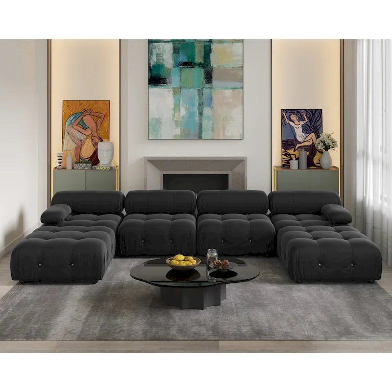 138 Konvertibles Modulares Ecksofa, U-förmiges Minimalistisches Samtsofa