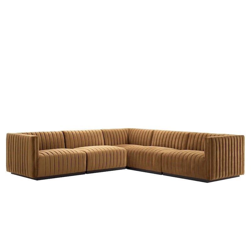 Conjure Channel Tufted Performance Velvet 5-teiliges Sektionalsofa