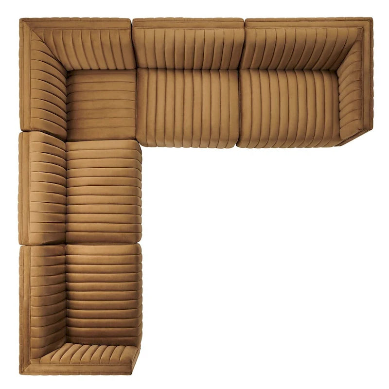 Conjure Channel Tufted Performance Velvet 5-teiliges Sektionalsofa