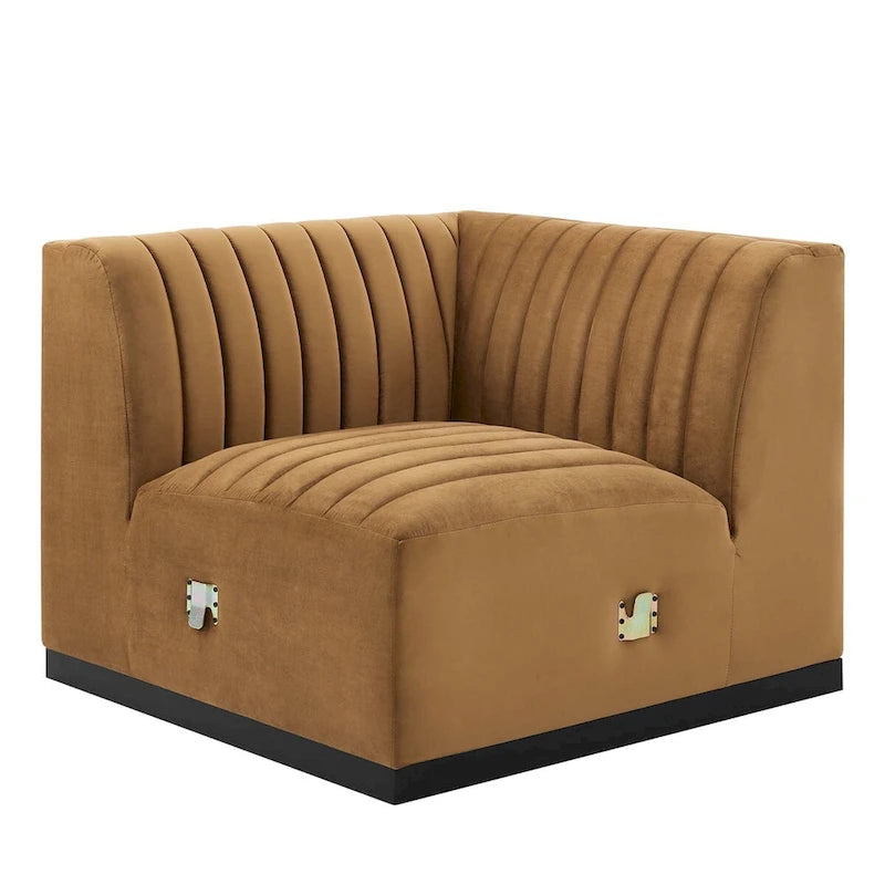 Conjure Channel Tufted Performance Velvet 5-teiliges Sektionalsofa