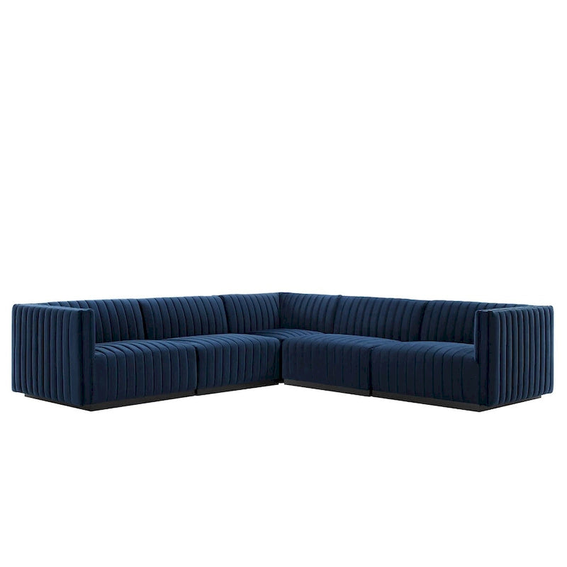 Conjure Channel Tufted Performance Velvet 5-teiliges Sektionalsofa