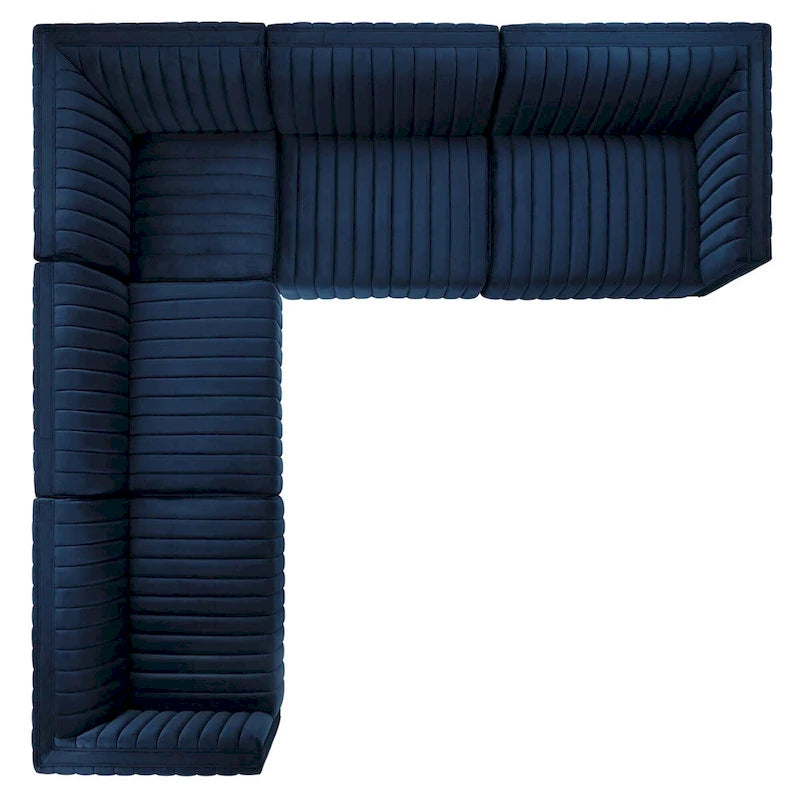 Conjure Channel Tufted Performance Velvet 5-teiliges Sektionalsofa