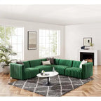 Conjure Channel Tufted Performance Velvet 5-teiliges Sektionalsofa