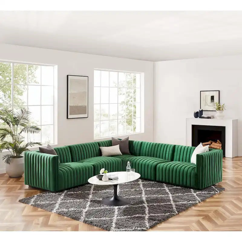 Conjure Channel Tufted Performance Velvet 5-teiliges Sektionalsofa