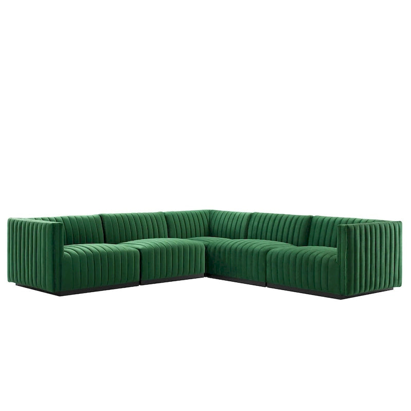 Conjure Channel Tufted Performance Velvet 5-teiliges Sektionalsofa