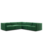Conjure Channel Tufted Performance Velvet 5-teiliges Sektionalsofa