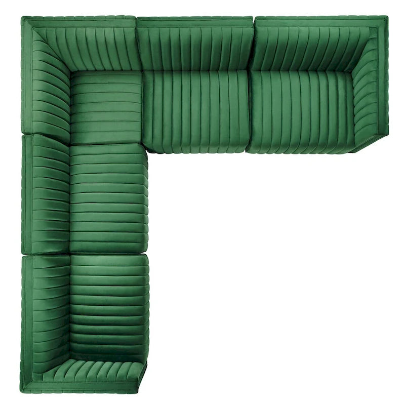 Conjure Channel Tufted Performance Velvet 5-teiliges Sektionalsofa