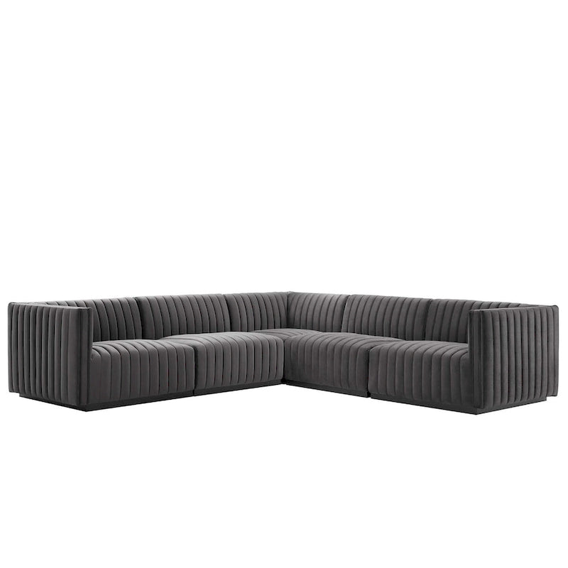 Conjure Channel Tufted Performance Velvet 5-teiliges Sektionalsofa