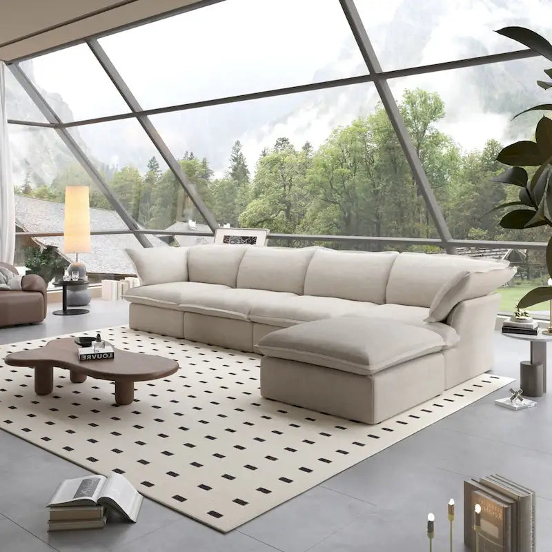 L-förmiges modulares Ecksofa 5-Sitzer mit Chaise und Ottomane