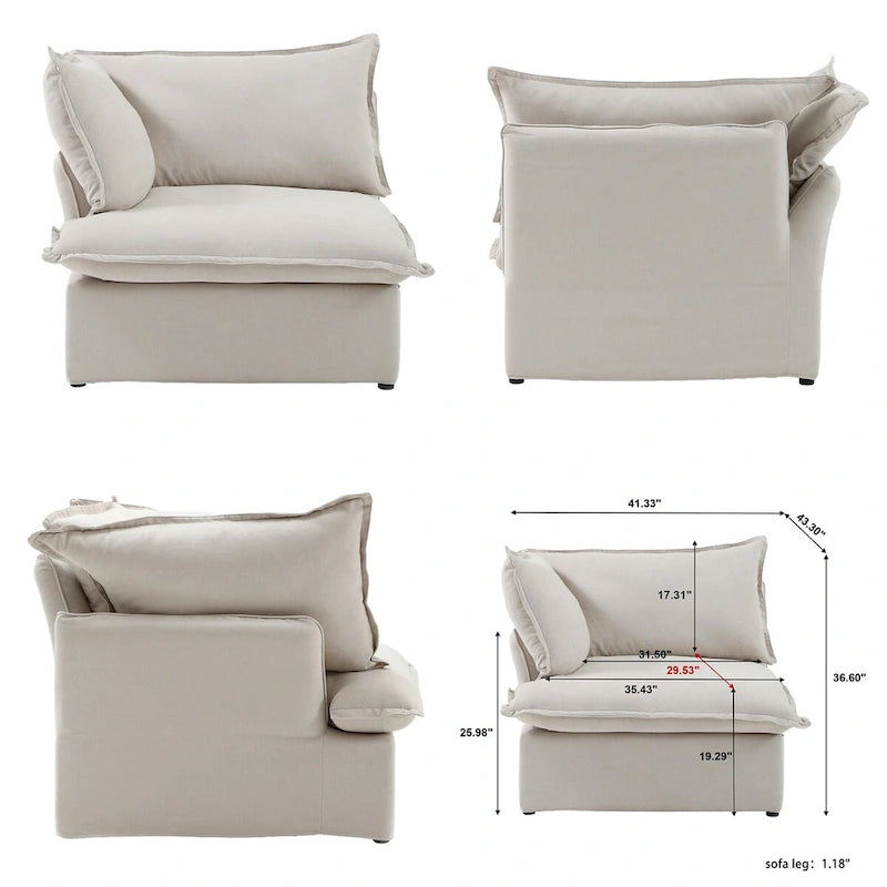 L-förmiges modulares Ecksofa 5-Sitzer mit Chaise und Ottomane
