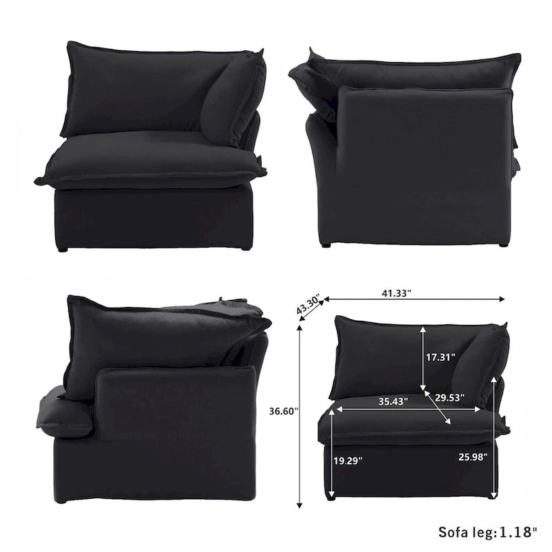 L-förmiges modulares Ecksofa 5-Sitzer mit Chaise und Ottomane