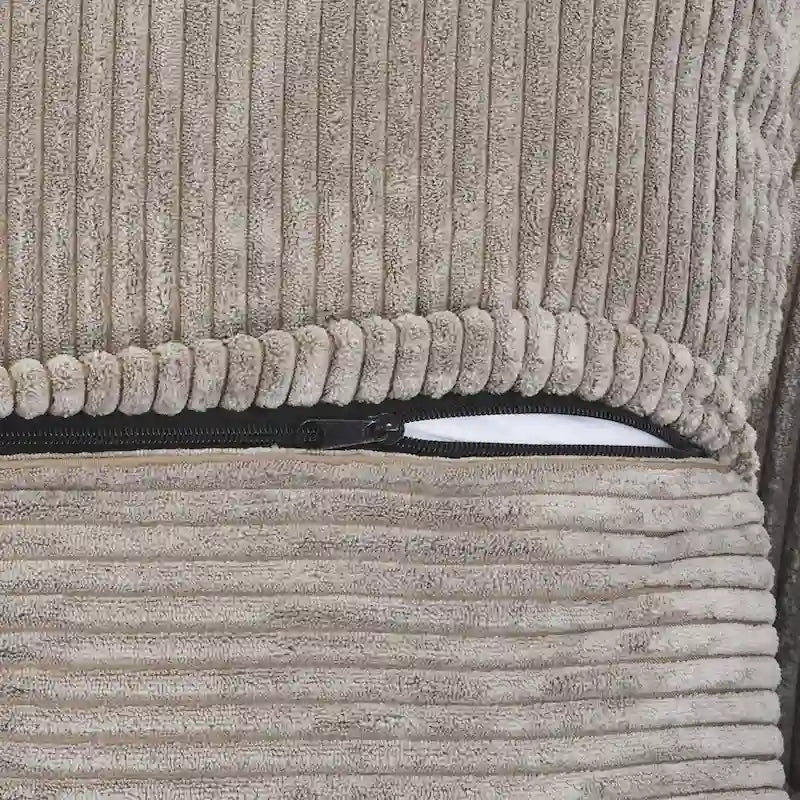 4-teiliges L-förmiges Ecksofa, Kordstoffbezug mit Ottoman