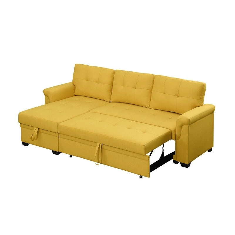 Reversibles L-förmiges Leinen-Schlafsofa mit Stauraum