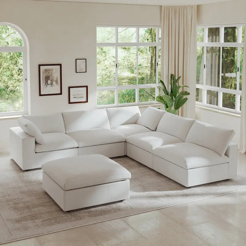 Commix Daunen-Ecksofa mit Ottomane, 5-Sitzer