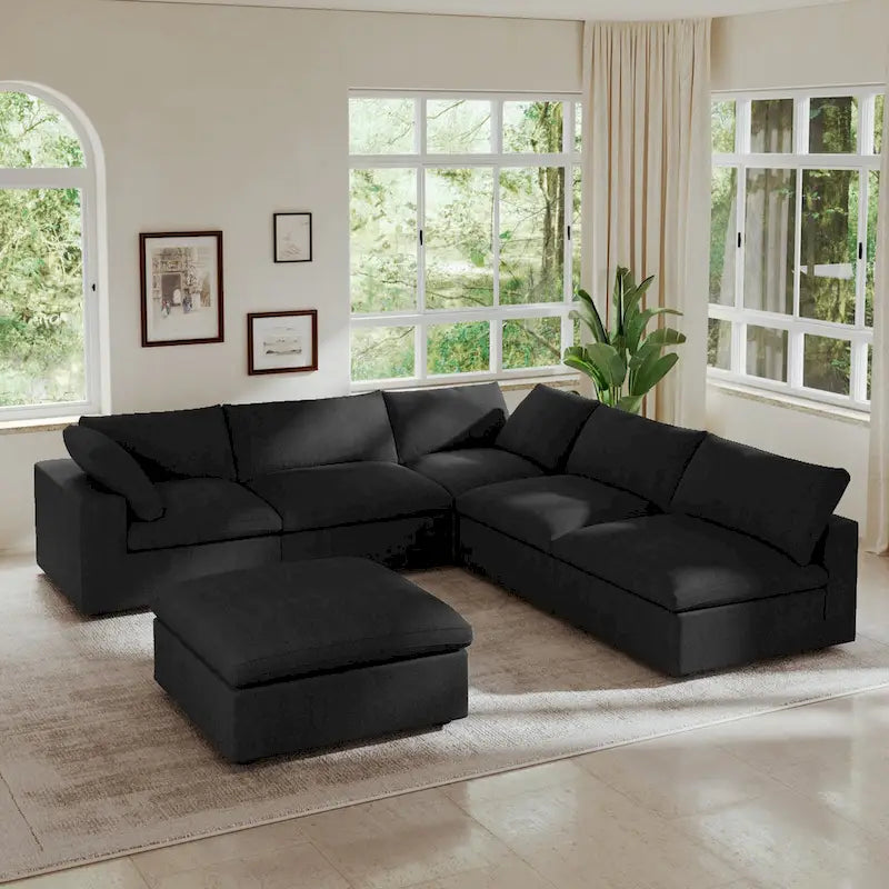 Commix Daunen-Ecksofa mit Ottomane, 5-Sitzer