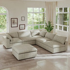 Commix Daunen-Ecksofa mit Ottomane, 5-Sitzer