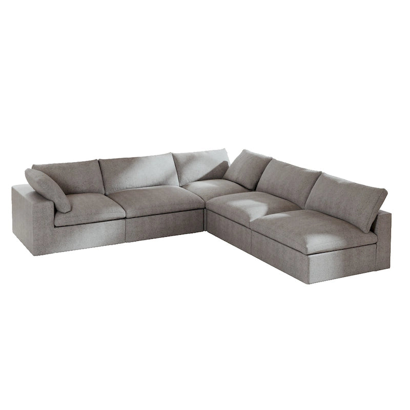 Commix Daunen-Ecksofa mit Ottomane, 5-Sitzer