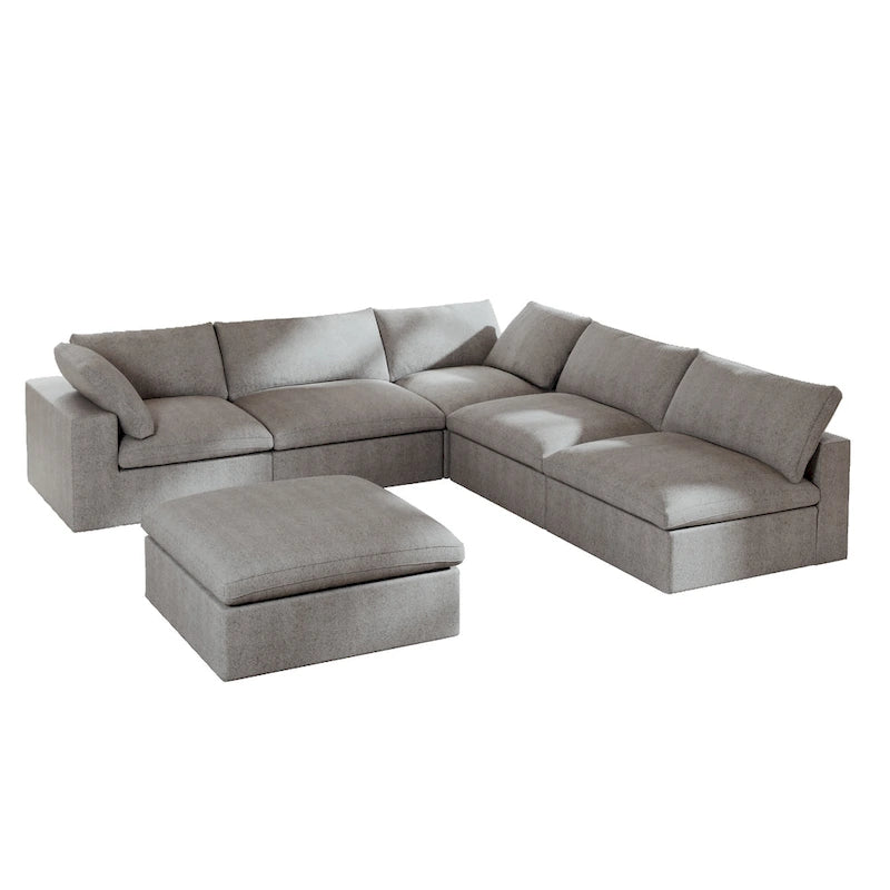 Commix Daunen-Ecksofa mit Ottomane, 5-Sitzer