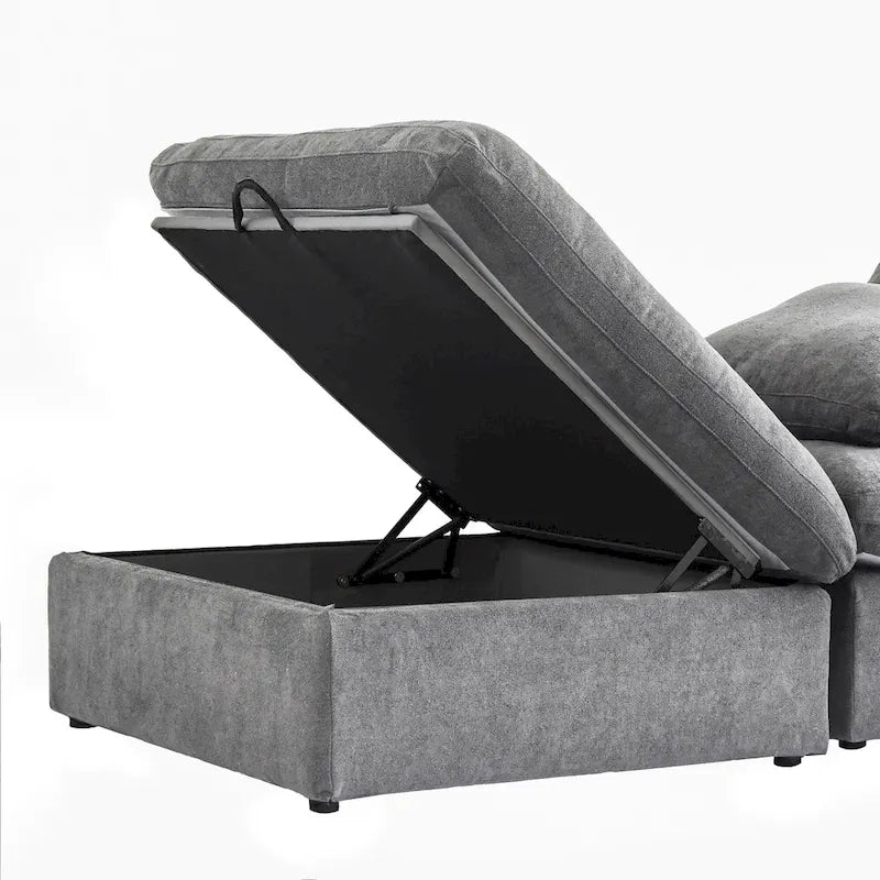 Commix Daunen-Ecksofa mit Ottomane, 5-Sitzer