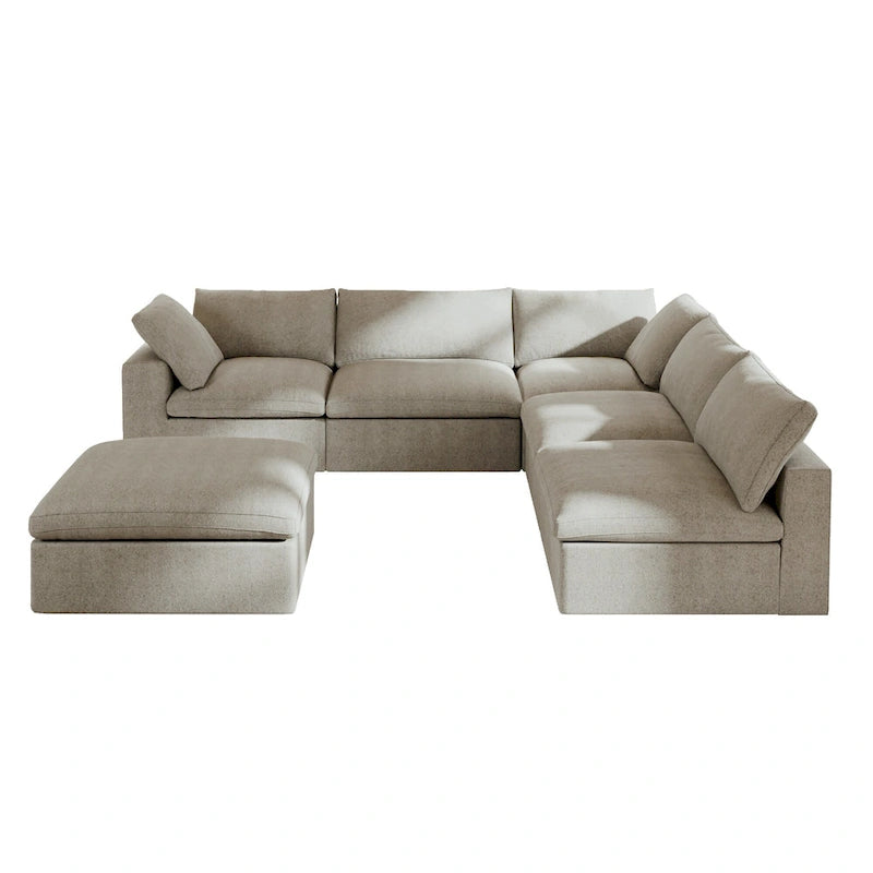 Commix Daunen-Ecksofa mit Ottomane, 5-Sitzer