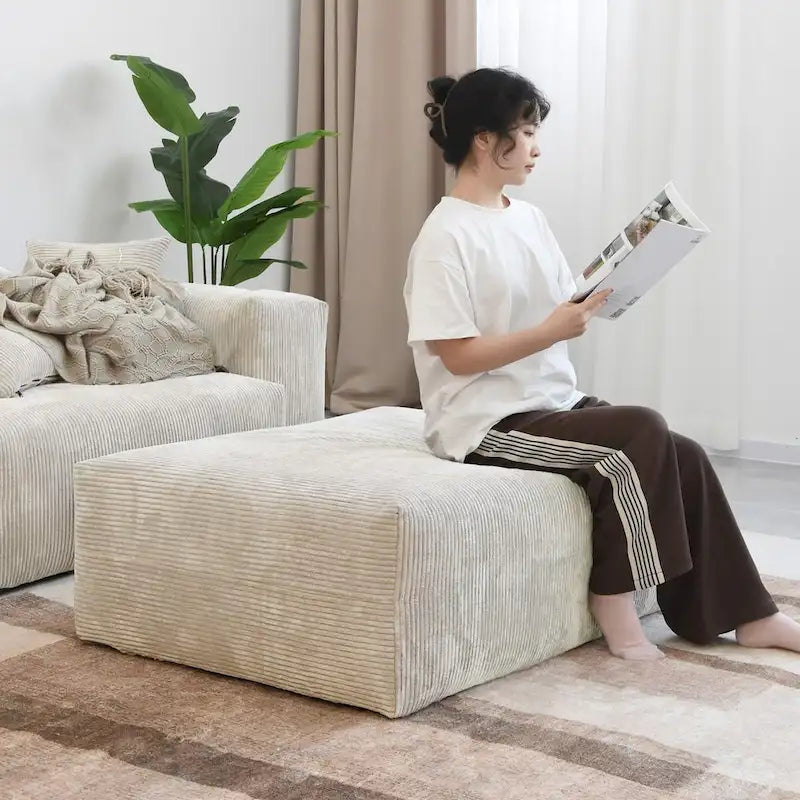 U-förmiges, luxuriöses modulares Ecksofa mit Recamiere und Ottoman/Hocker