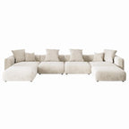 U-förmiges, luxuriöses modulares Ecksofa mit Recamiere und Ottoman/Hocker