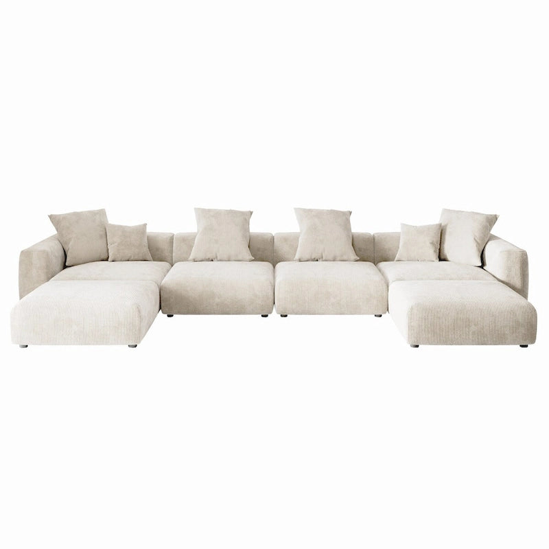 U-förmiges, luxuriöses modulares Ecksofa mit Recamiere und Ottoman/Hocker