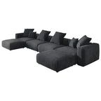U-förmiges, luxuriöses modulares Ecksofa mit Recamiere und Ottoman/Hocker