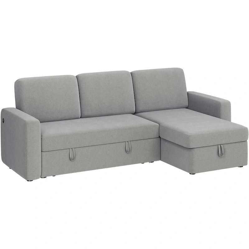 Yaheetech L-förmiges, umkehrbares Schlafsofa mit Ausziehfunktion und Stauraum – 83x 57,5x33