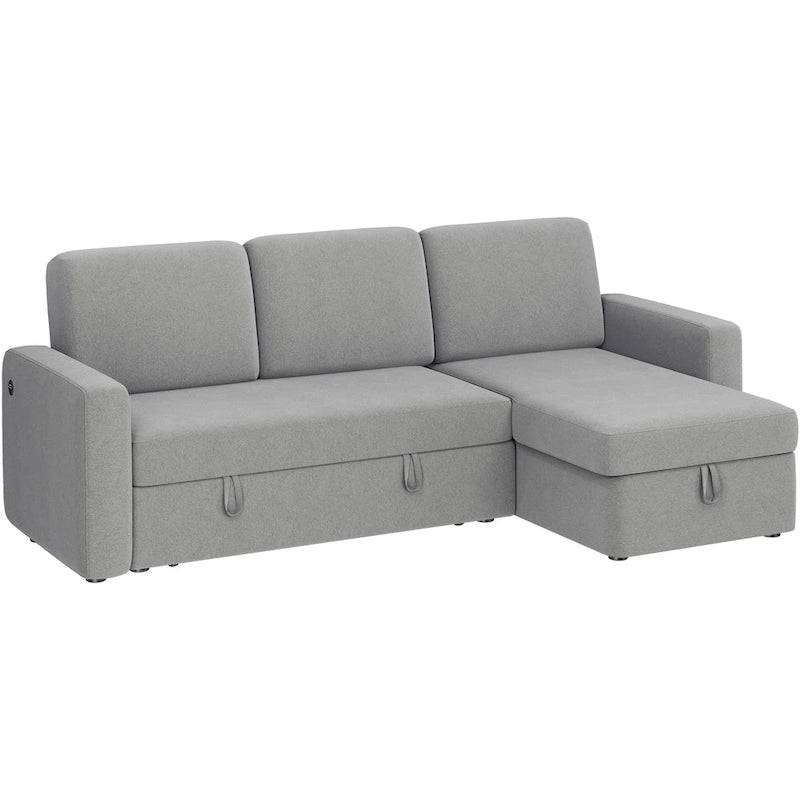 Yaheetech L-förmiges, umkehrbares Schlafsofa mit Ausziehfunktion und Stauraum – 83x 57,5x33