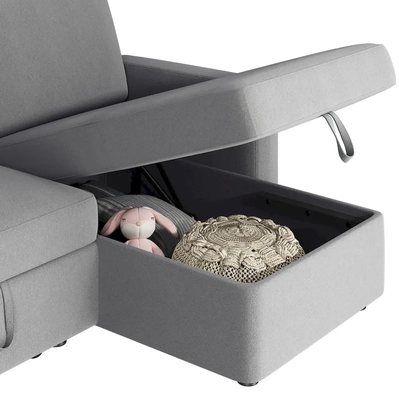 Yaheetech L-förmiges, umkehrbares Schlafsofa mit Ausziehfunktion und Stauraum – 83x 57,5x33