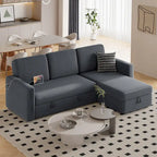 Yaheetech L-förmiges, umkehrbares Schlafsofa mit Ausziehfunktion und Stauraum – 83x 57,5x33