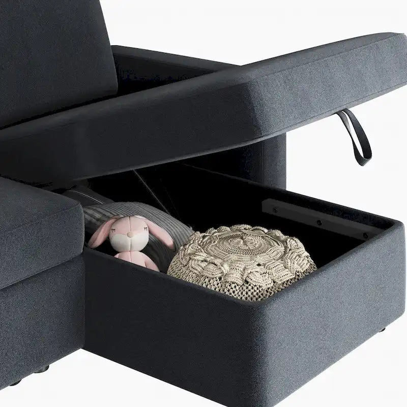 Yaheetech L-förmiges, umkehrbares Schlafsofa mit Ausziehfunktion und Stauraum – 83x 57,5x33