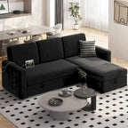 Yaheetech L-förmiges, umkehrbares Schlafsofa mit Ausziehfunktion und Stauraum – 83x 57,5x33