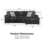 New Classic Furniture Luna Anthrazitgraues Ecksofa mit Recamiere rechts, Hergestellt in den USA