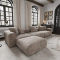 Modernes Sektional-Sofa mit 5 Kissen, luxuriöses modulares Sektional-Sofa mit Chaiselongue und Ottomane