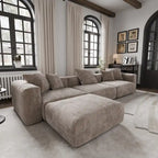Modernes Sektional-Sofa mit 5 Kissen, luxuriöses modulares Sektional-Sofa mit Chaiselongue und Ottomane