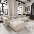 Modernes Sektional-Sofa mit 5 Kissen, luxuriöses modulares Sektional-Sofa mit Chaiselongue und Ottomane