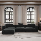 Modernes Sektional-Sofa mit 5 Kissen, luxuriöses modulares Sektional-Sofa mit Chaiselongue und Ottomane