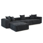 Modernes Sektional-Sofa mit 5 Kissen, luxuriöses modulares Sektional-Sofa mit Chaiselongue und Ottomane