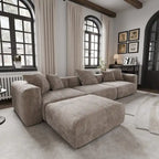 Modernes Sektional-Sofa mit 5 Kissen, luxuriöses modulares Sektional-Sofa mit Chaiselongue und Ottomane