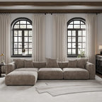 Modernes Sektional-Sofa mit 5 Kissen, luxuriöses modulares Sektional-Sofa mit Chaiselongue und Ottomane