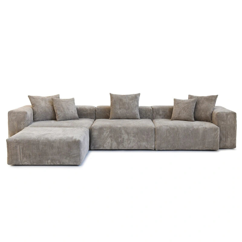Modernes Sektional-Sofa mit 5 Kissen, luxuriöses modulares Sektional-Sofa mit Chaiselongue und Ottomane