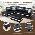 L-förmiges Sofa-Set aus PU-Leder für das Wohnzimmer mit Ottomane, 3-teilig
